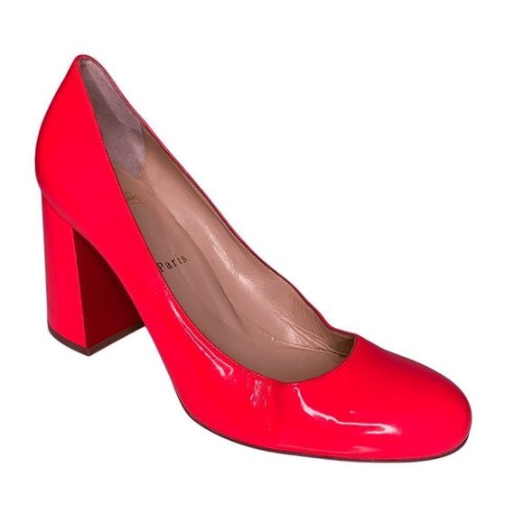 Christian Louboutin Baobab 85 Pumps EU 40 US 10 Patent Leather Neon Pink Heels - Picture 1 of 11